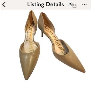 Sam Edelman Jaina Leather Heels Pointed Toe Shoes Beige 7